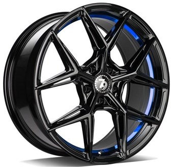 79 Wheels Scf-B Black Glossy Blue Inner Lip