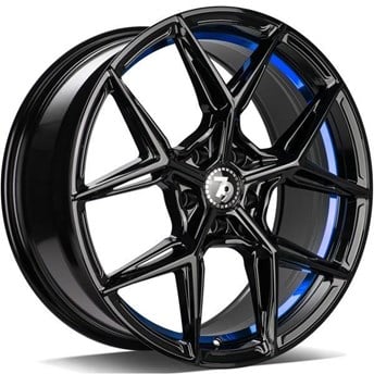 79 Wheels Scf-B Black Glossy Blue Inner Lip