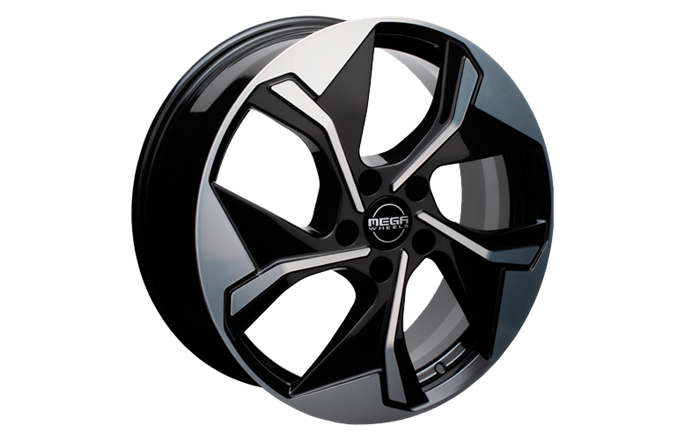 Mega Wheels Triton Black front polished