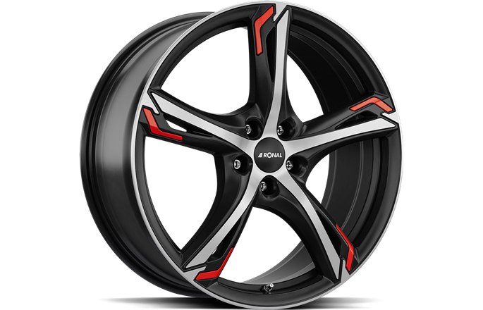 Ronal R62 Red Jet Black Matt Front Cut