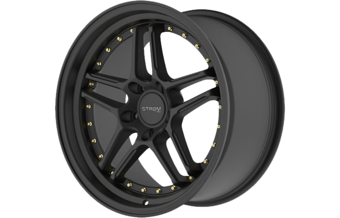Ström Wheels DS-05 Full Satin Black (Gold rivets)