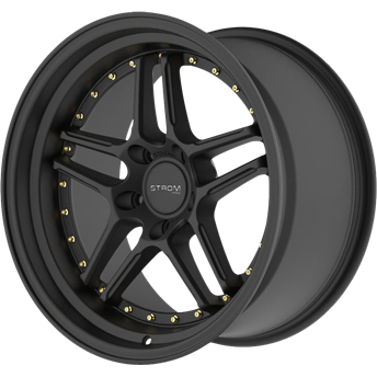 Ström Wheels DS-05 Full Satin Black w/ Gold Rivets