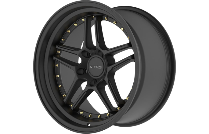 Ström Wheels DS-05 Full Satin Black (Gold rivets)