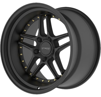 Ström Wheels DS-05 Full Satin Black w/ Gold Rivets