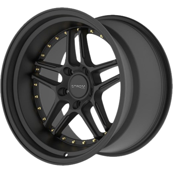 Ström Wheels DS-05 Full Satin Black w/ Gold Rivets