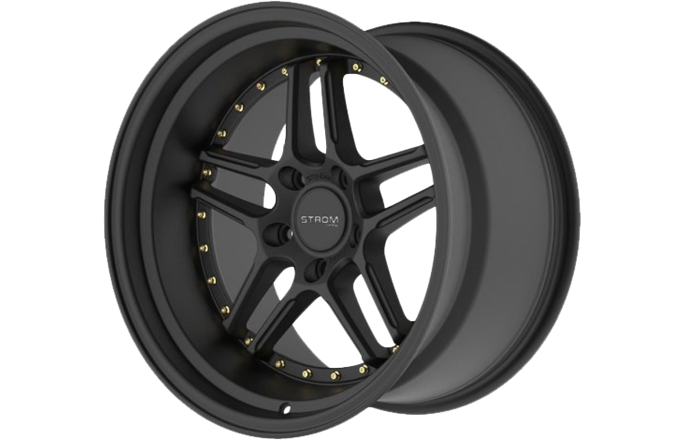 Ström Wheels DS-05 Full Satin Black (Gold rivets)