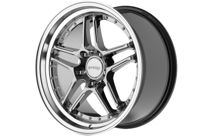 Ström Wheels DS-05 Hyper Black Machined Dish (Silver rivets)