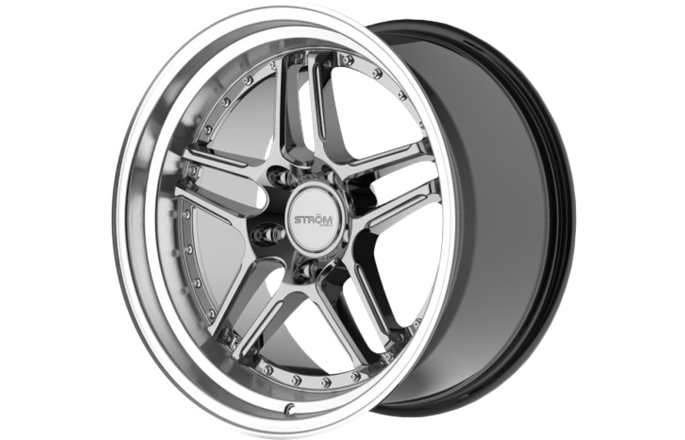 Ström Wheels DS-05 Hyper Black Machined Dish (Silver rivets)