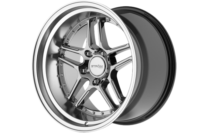 Ström Wheels DS-05 Hyper Black Machined Dish (Silver rivets)