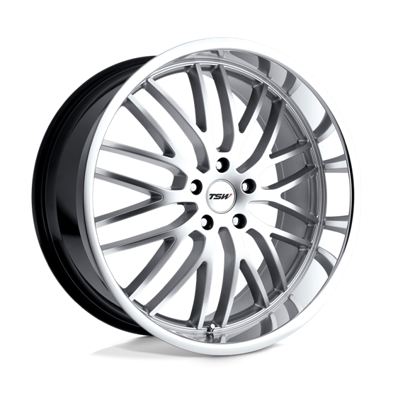 TSW Snetterton Hyper Silver W/ Mirror Cut Lip 8X19 5/112 ET45 CB72,1